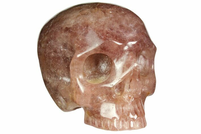 Realistic, Carved Strawberry Quartz Crystal Skull #150981